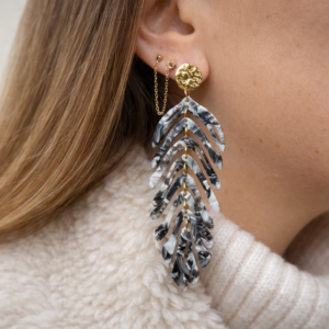 Boucles d’oreilles SOLANGE noires et blanches