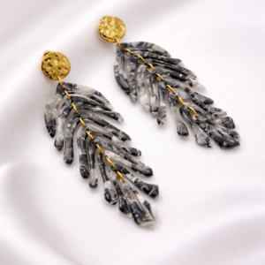 Boucles d’oreilles SOLANGE noires et blanches