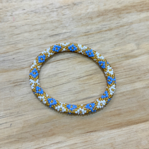 Bracelet népalais ANITA bleu blanc doré