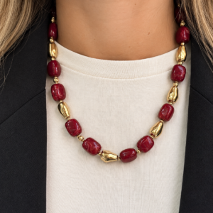 Collier LESLY bordeaux doré