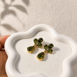 Boucles d&rsquo;oreilles RADIA vertes dorées