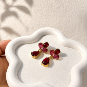 Boucles d&rsquo;oreilles RADIA rouges dorées