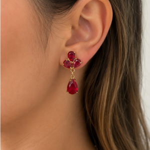Boucles d&rsquo;oreilles RADIA rouges dorées