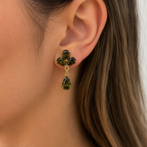Boucles d&rsquo;oreilles RADIA vertes dorées